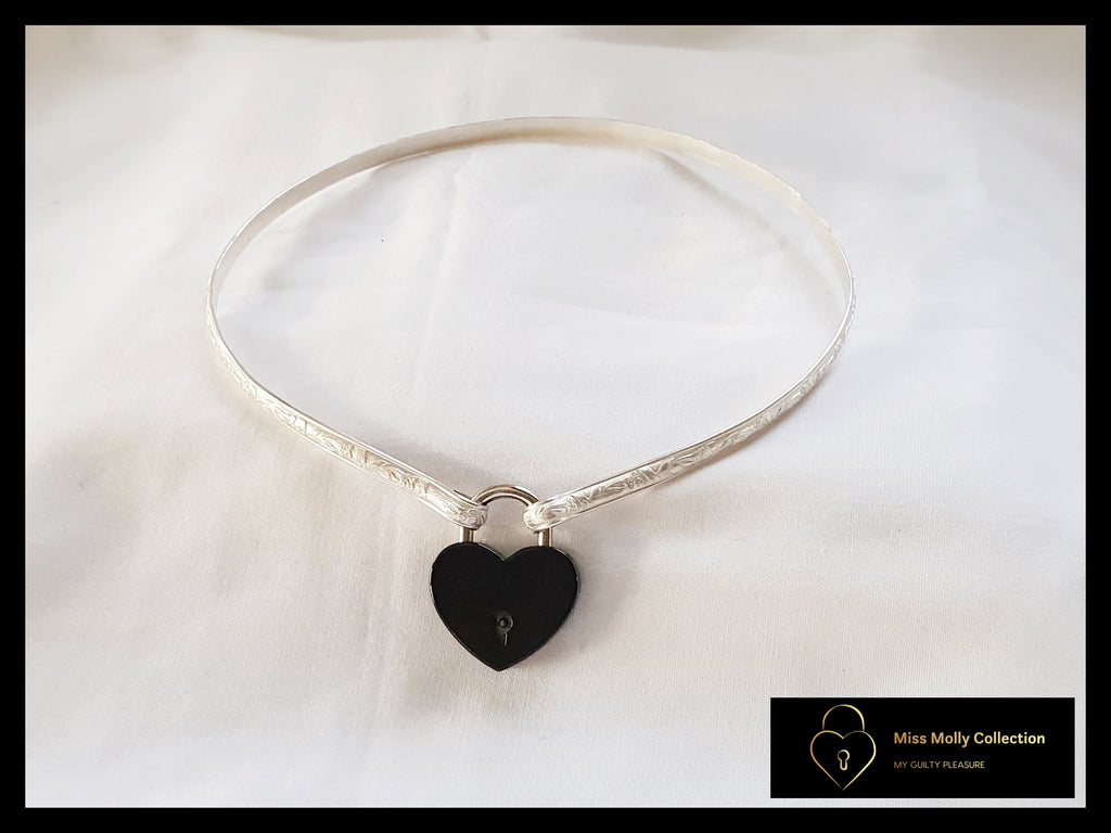 Sterling Silver Day Collar & Black Heart Lock – Miss-Molly-Collection